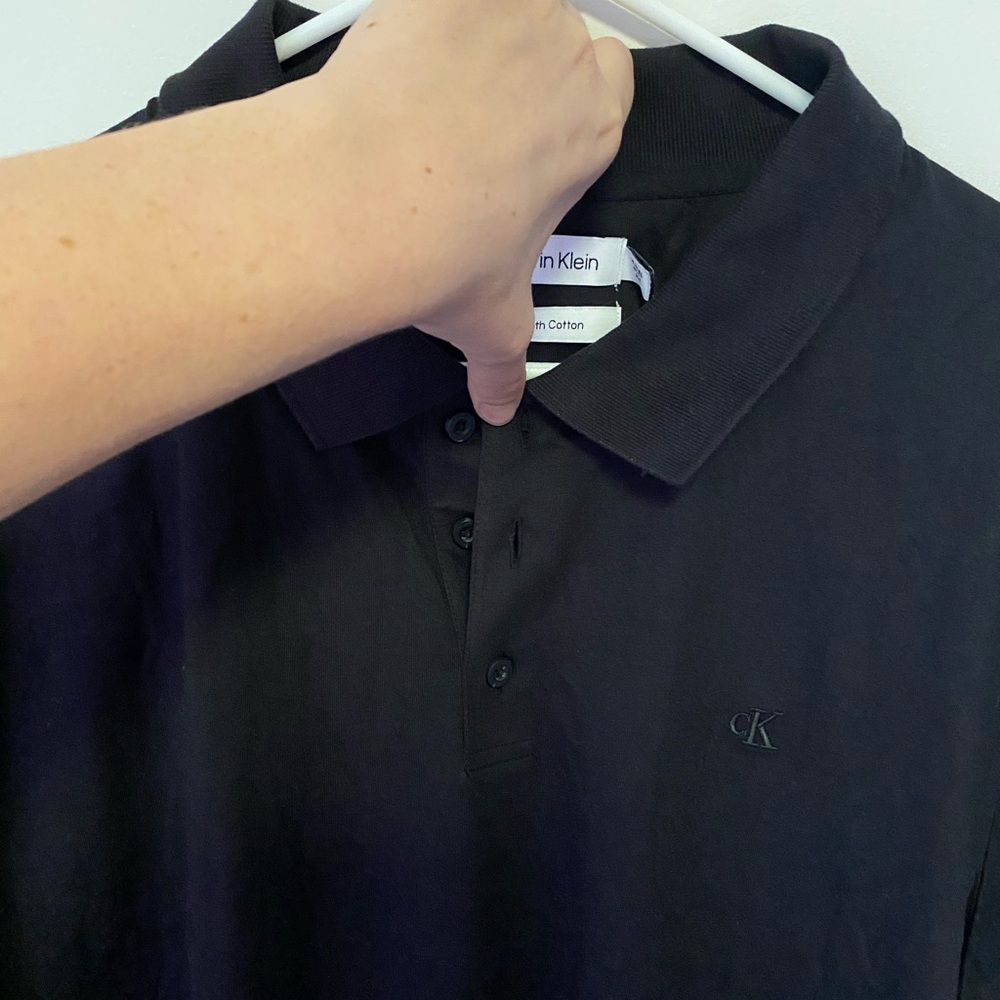 Calvin Klein Cotton Monogram Logo Polo Shirt - Picture 5 of 9